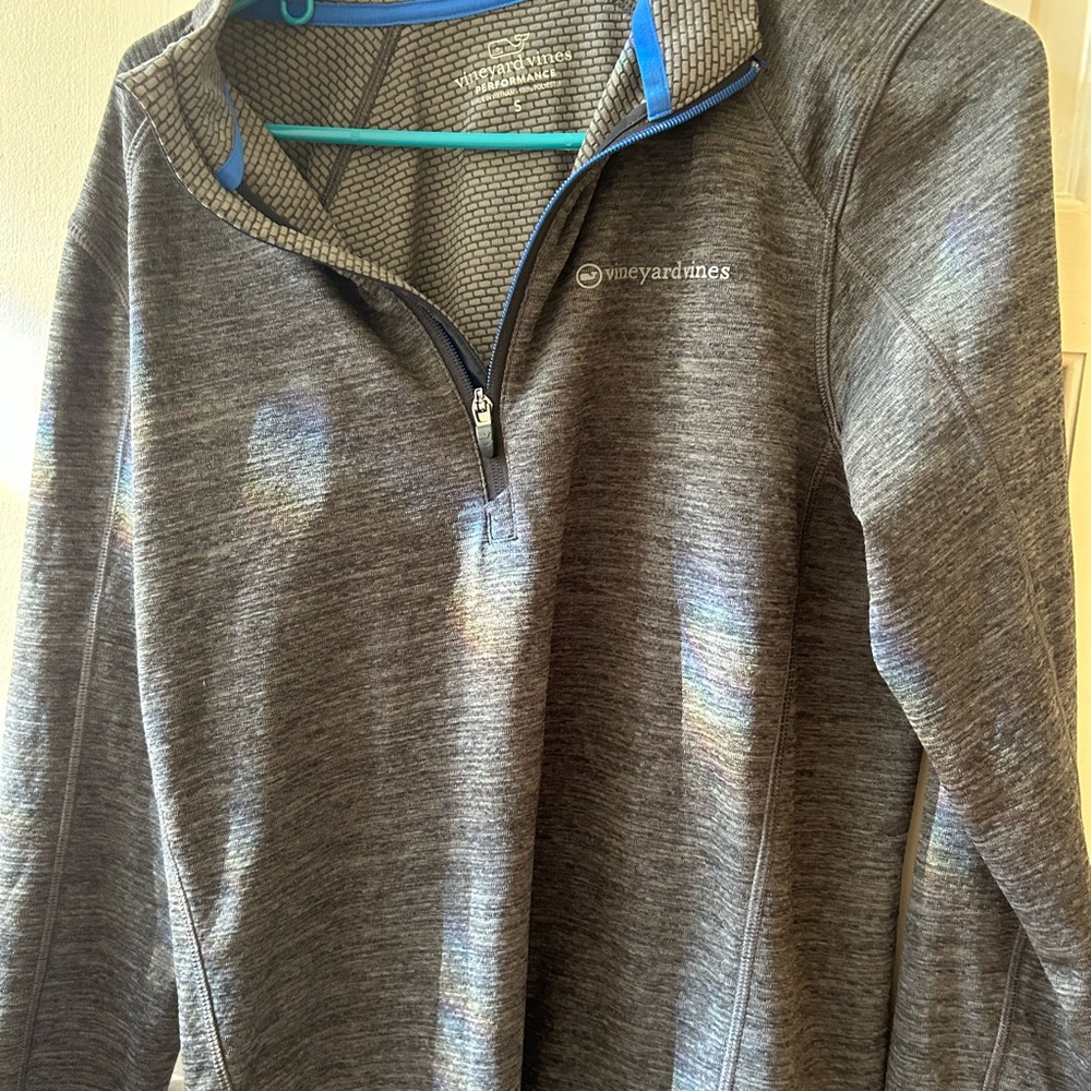 Vineyard Vines Performance Pullover with Blue Trim